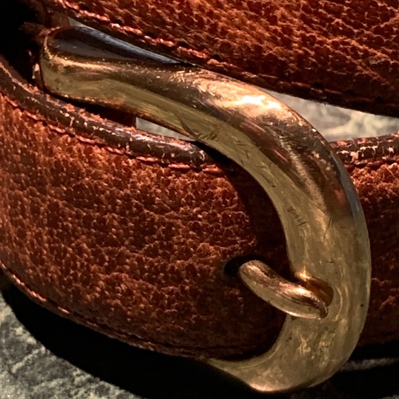 MEN COACH AMBER SHRUNKEN SOLID BRASS CASUAL BELT - Picture 4 of 10